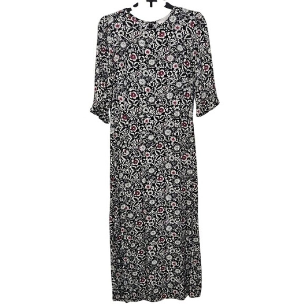 Loft Half Sleeve Floral Midi Dress Size 6 Business Office Career Workwear Spring